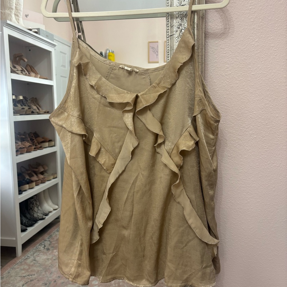 Elegant Tan Ruffle Women's Top